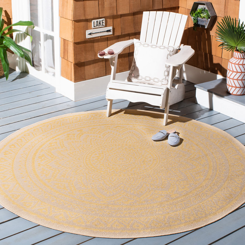 Tapis intérieur / extérieur beige Michalski, Rond 6 pi 7 po