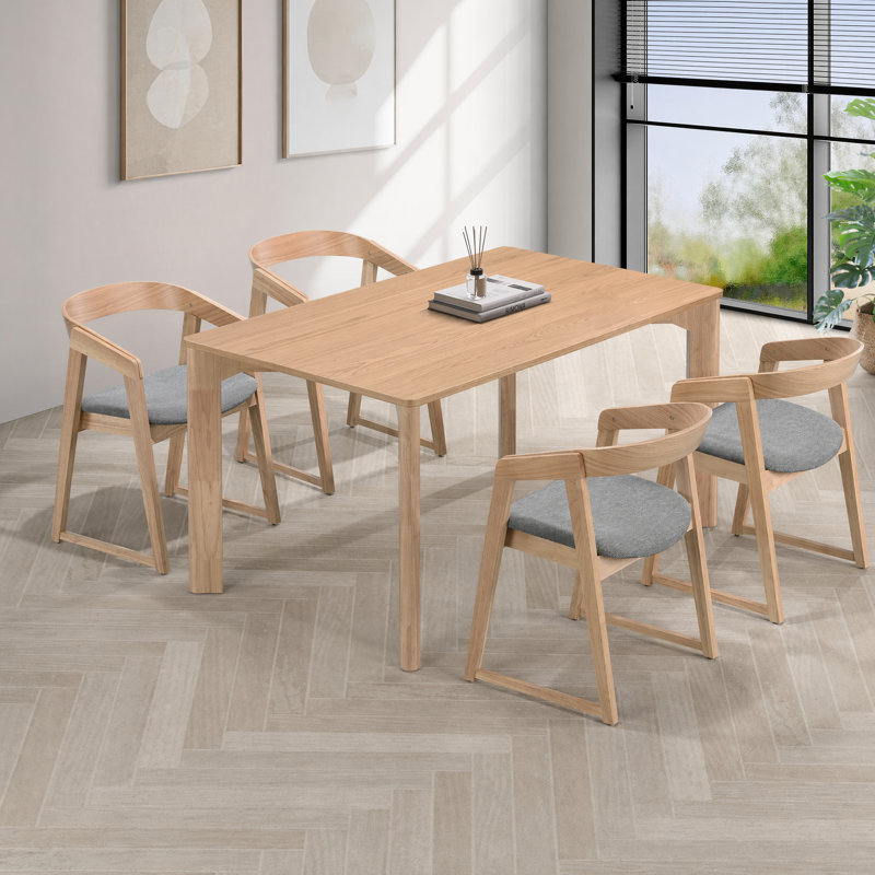 Solid Wood Dining Set, 4, Oak