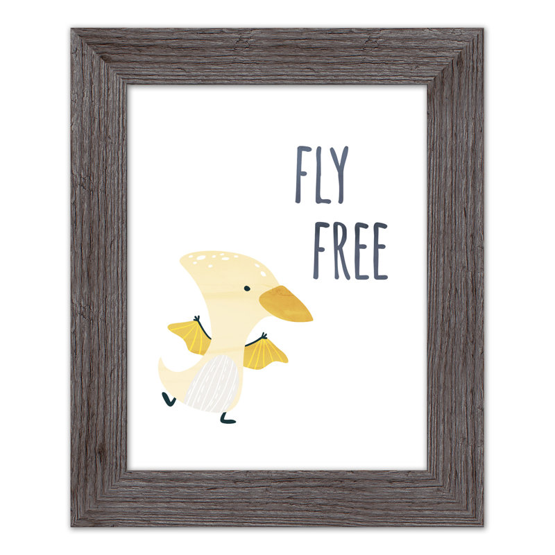 «Flying Dino», art encadré gratuit, H 14 po x l 11 po x P 0,75 po, Cadre gris