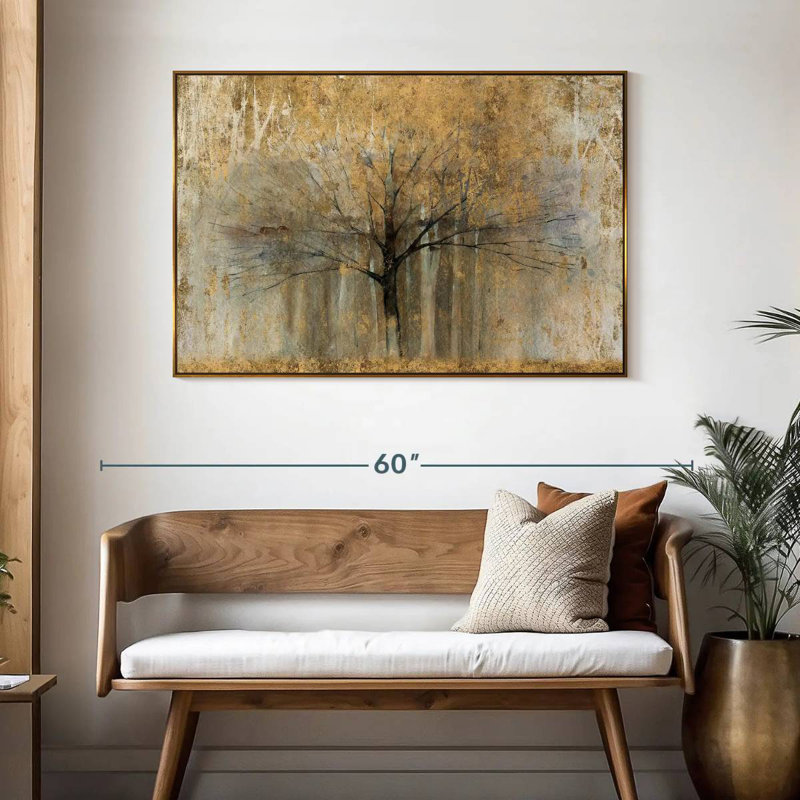 Or à bras ouverts, 46 po x 31 po, Cadre flottant doré