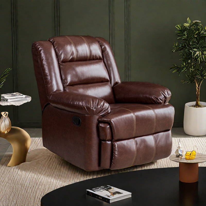 Tazeem Swivel Recliner, Coffee Leather Match