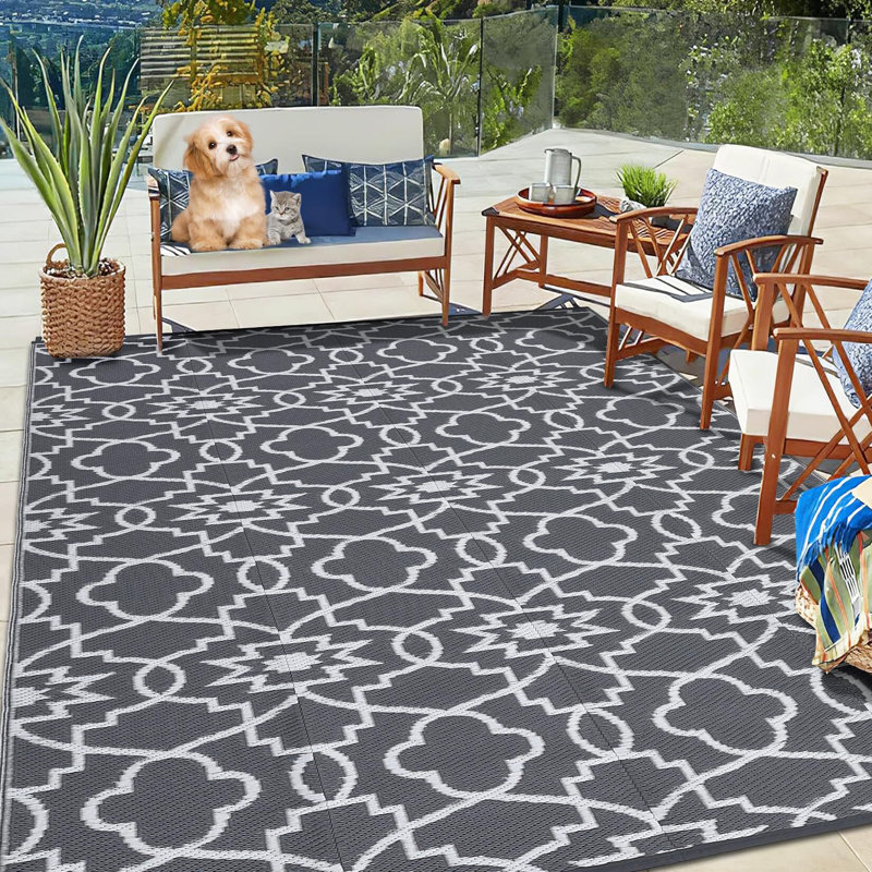 Tapis de camping à motif géométrique Patio Decor, Rectangle 6 pi x 9 pi