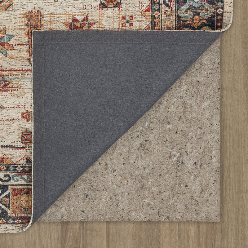 Beige and Multicolor 8' x 10' Wool Chenille Rectangular Area Rug