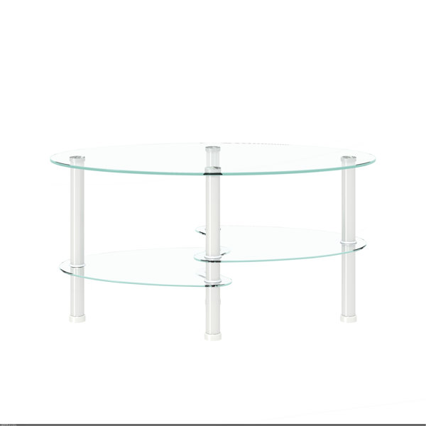 George Oliver Transparent Oval Glass Coffee Table, Modern Table In ...