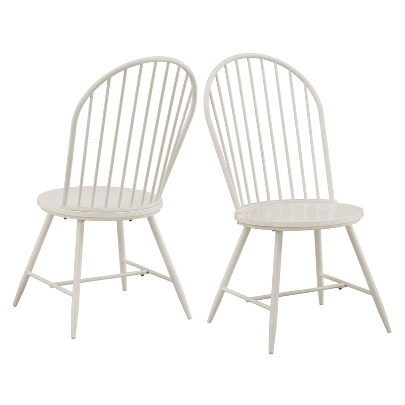 Kennamer Hoop High Back Windsor Metal Side Chair With Wood Seat, White