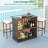 3 Pcs Patio Bar Set With Tempered Glass Tabletop 2-tier Storage Removable Cushions