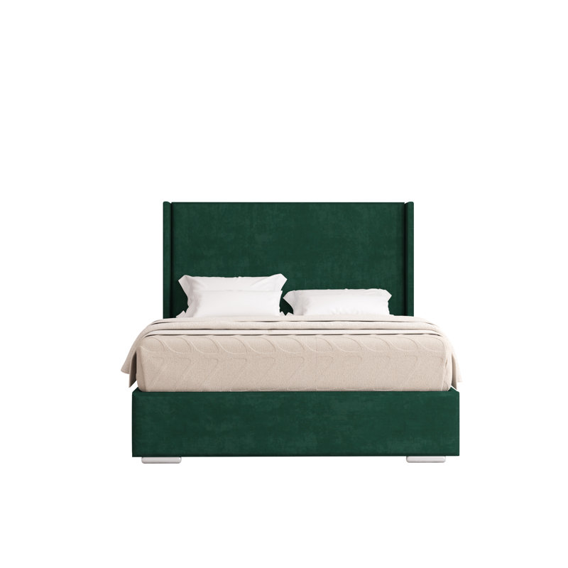 Chelby Upholstered Velvet Bed, Kingsize (5'), Emerald