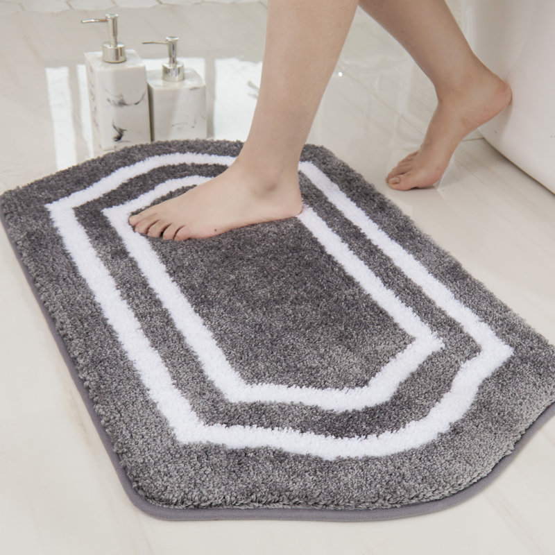Tapis pour salle de bain Shilyn, L 24 po x L 36 po, Gris