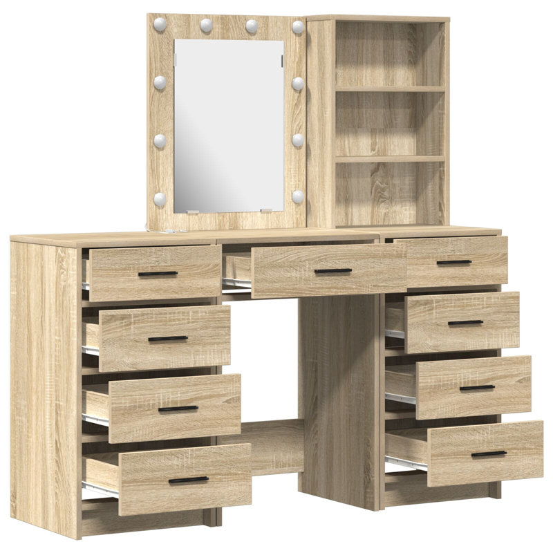 Dressing Table with Mirror, Sonoma Oak