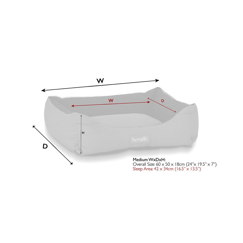 Polyester Pet Bed, 20cm H x 50cm W x 60cm D, Storm Grey