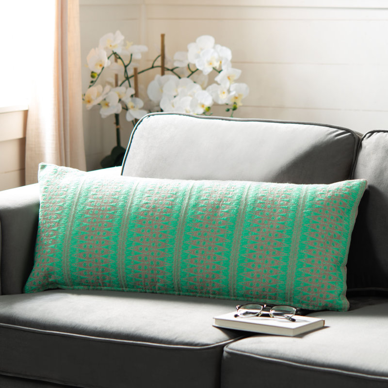 Priya Embroidered Linen Reversible Throw Pillow, Green