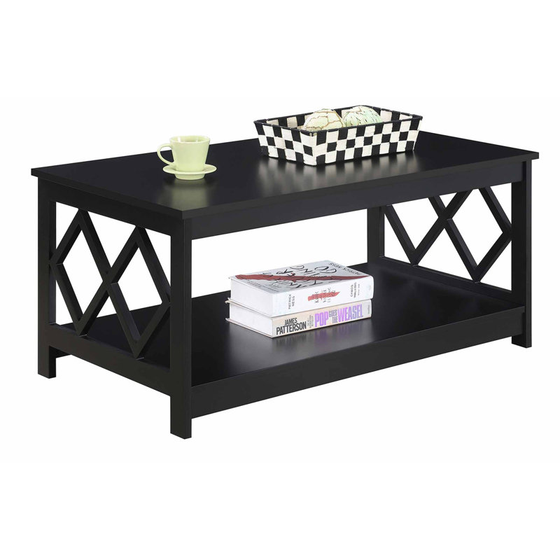Dimson 39.5" Coffee Table with Shelf, Black