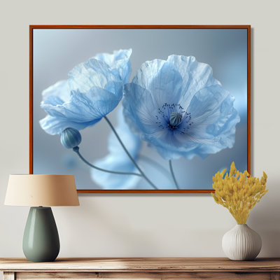 Bleu et gris beauté éthérée coquelicots I - coquelicots décoration murale