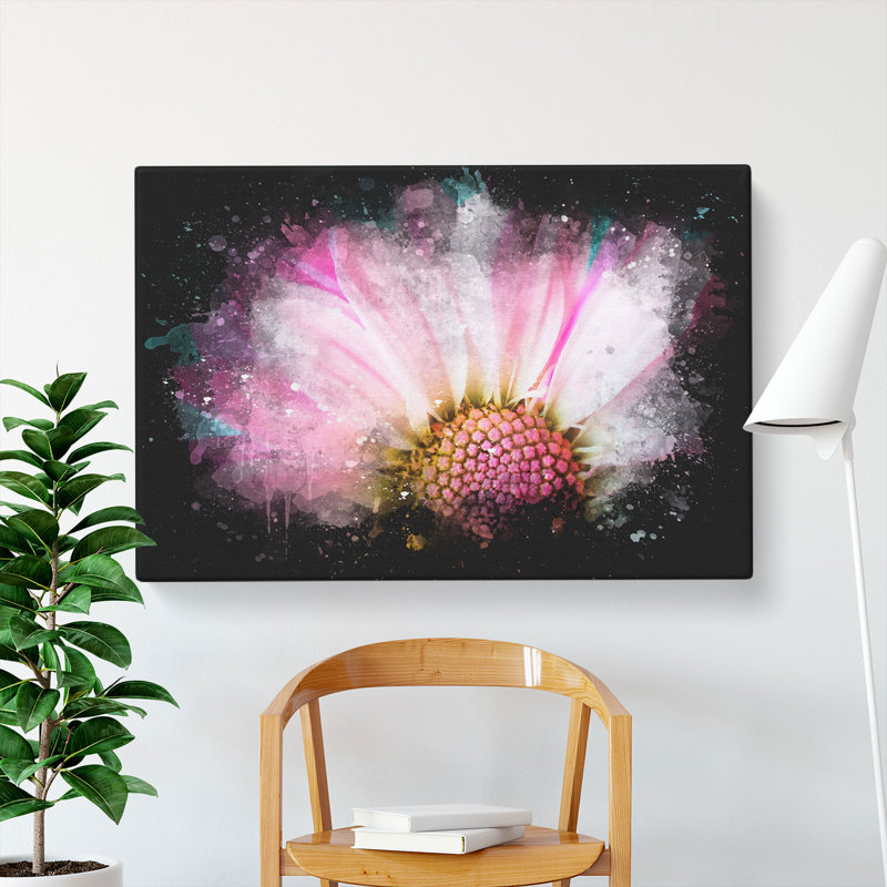 Pink Daisy Flower - Wrapped Canvas, 60cm H x 91cm W x 3cm D