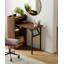 Bureau escamotable compact et pliable avec station de charge intégrée, bureau mural flottant gain de place avec étagères de rangement, bureau d'ordinateur pliant en bois de 76 cm de haut pour petits espaces, bureau à domicile et coiffeuse, noyer