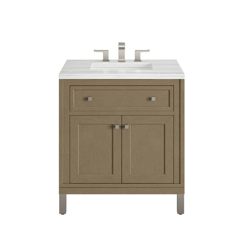 Chicago 30'' W Single Vanity, Eternal Jasmine Pearl, 8" Widespread, Walnut Whisper