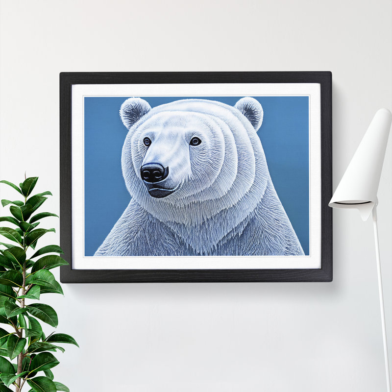 Edgy Polar Bear - Single Picture Frame Print, 34cm H x 46cm W x 2cm D, Black Frame