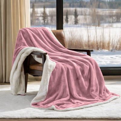 Reversible Sherpa Fleece Fur Thick Blanket