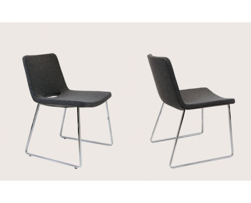 Chaise d’appoint rembourrée en faux cuir Nevada, Chrome, Brun