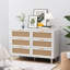 Commode de rangement de 44,07 po, blanche. Idéal pour la chambre à coucher et le salon, armoire blanche organisée de 6 pièces.