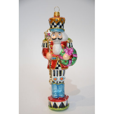 Confetti Christmas Nutcracker Glass Ornament
