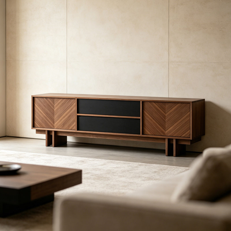 Versatile Storage Simple Wood TV Console, 22.44" H x 70.86" W x 15.74" D