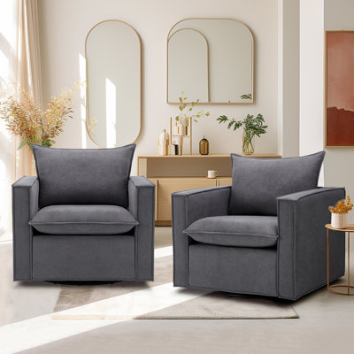 Hendina Upholstered Swivel Armchair