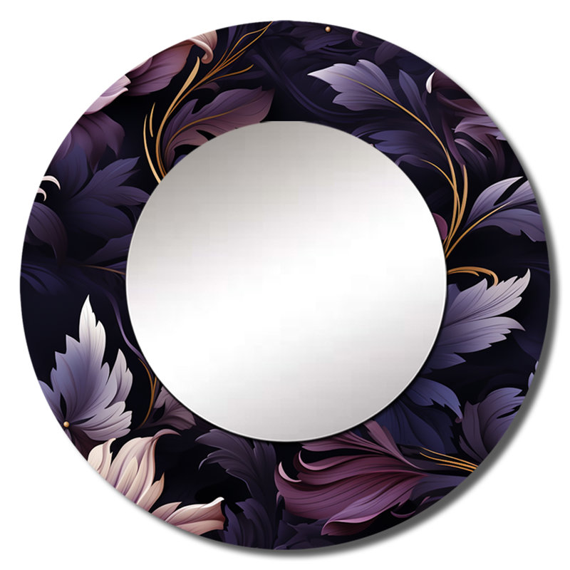 Shadowed Elegance Moody Patterns - miroir décoratif floral, miroir mural de maison de campagne, impression d'art en métal