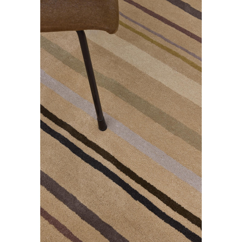 Hand Tufted Wool Striped Area Rug in Sand, Rectangle 8'2" x 11'6"
