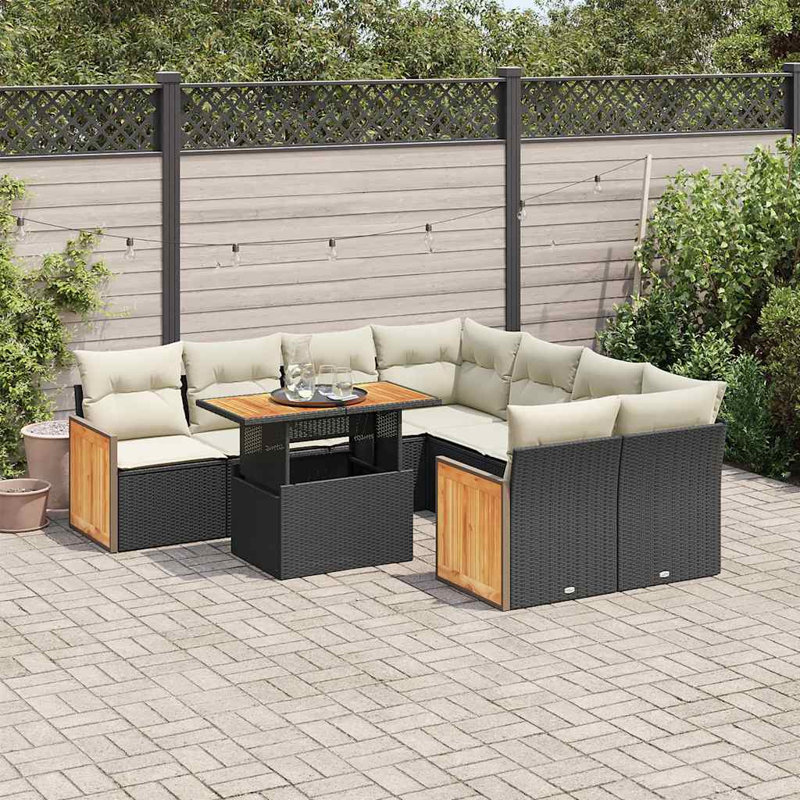 Ensemble de canapé de jardin Vidaxl noir, blanc crème