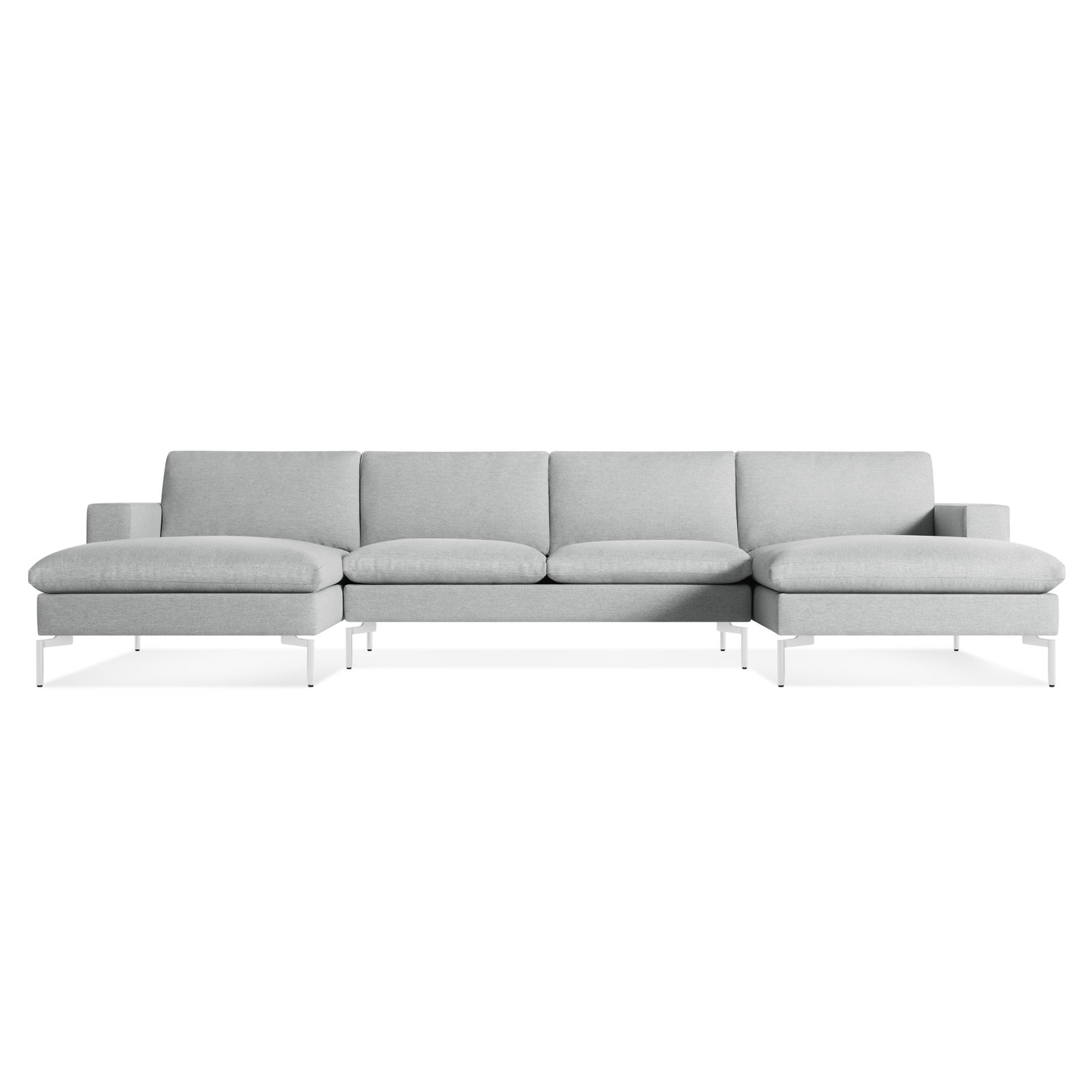 New Standard Upholstered Chaise U-Sectional, Maharam Mode in Intaglio Crossweave, White