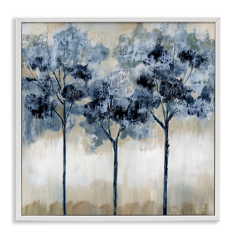 Trio d'arbres tachetés, estampe numérique, design par Nan, H 12 po x l 12 po, Giclée encadrée blanc bord de mer