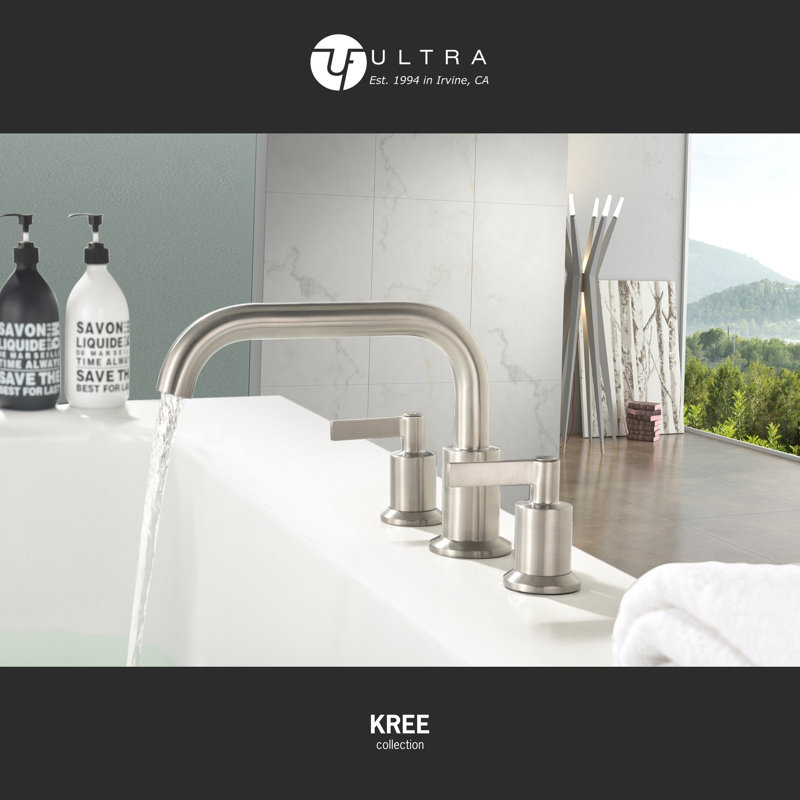 Kree Collection Two-Handle Deck-Mount 7.9 gpm Roman Tub Faucet with Rough-In Valve - Brushed Nickel, Brushed Nickel