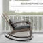 Chaise d'extérieur avec dossier haut, coussin et coussin, gris pour jardin, patio, véranda, coussin de balançoire de balcon, balcon