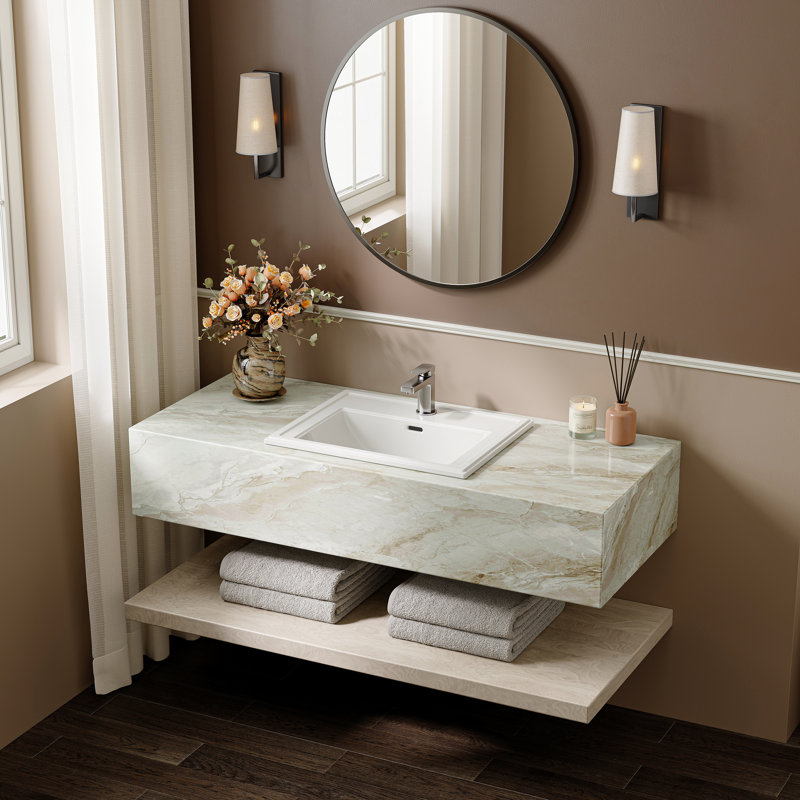 Lavabo de salle de bain carré en céramique blanche avec trop-plein et glacis Smart-Clean de 21,8 po ClarityPure