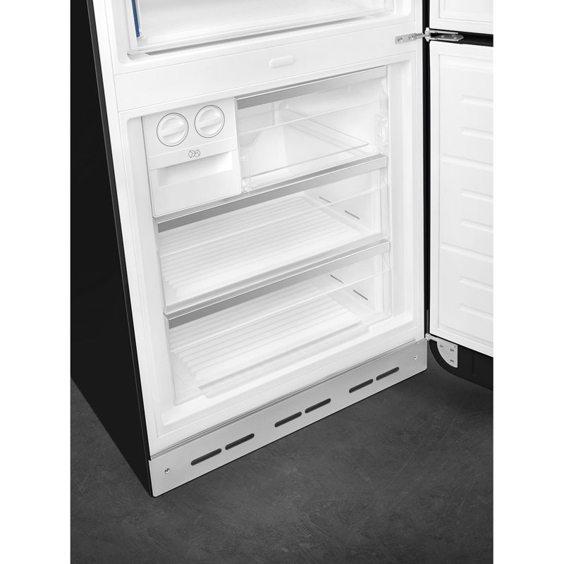SMEG 27.8" Bottom Freezer 16.26 cu. ft. Energy Star Refrigerator, Black, Left Handed
