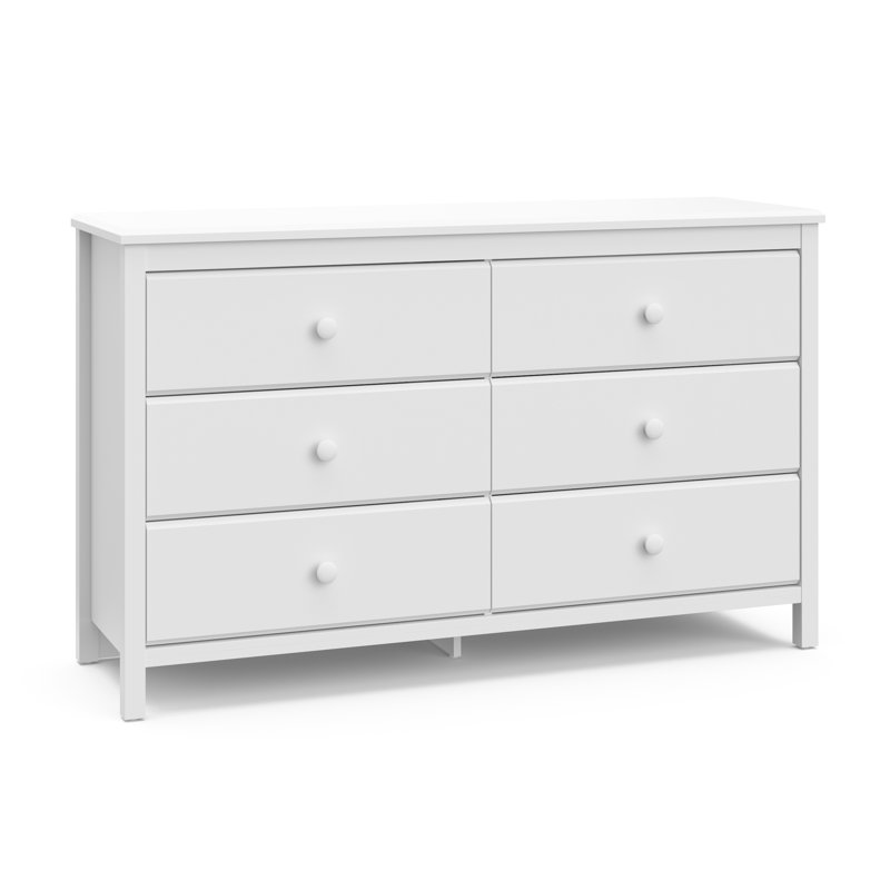 Alpine 6 Drawer Double Dresser, White