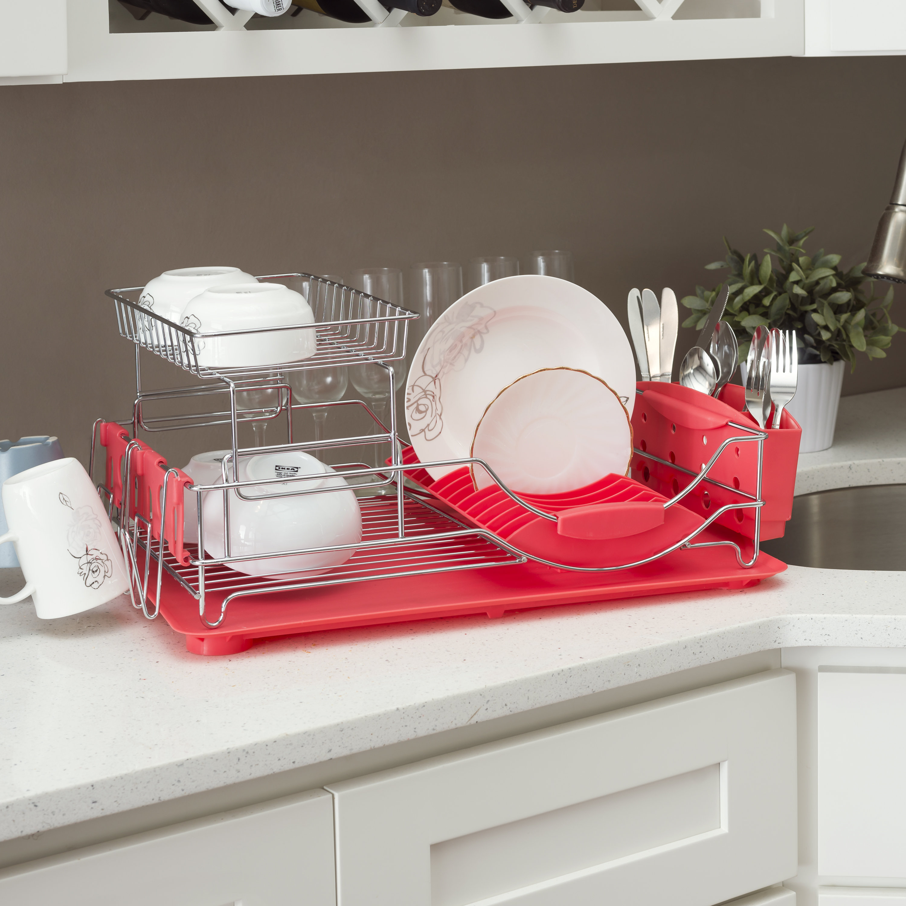 Latitude Run® Arthav 2-Tier Deluxe Steel/Plastic Dish Rack & Reviews ...