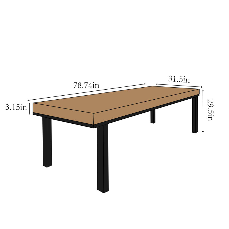 Bois massif rétro de style industriel rétro, H 29,5 po x L 78,74 po x l 31,5 po