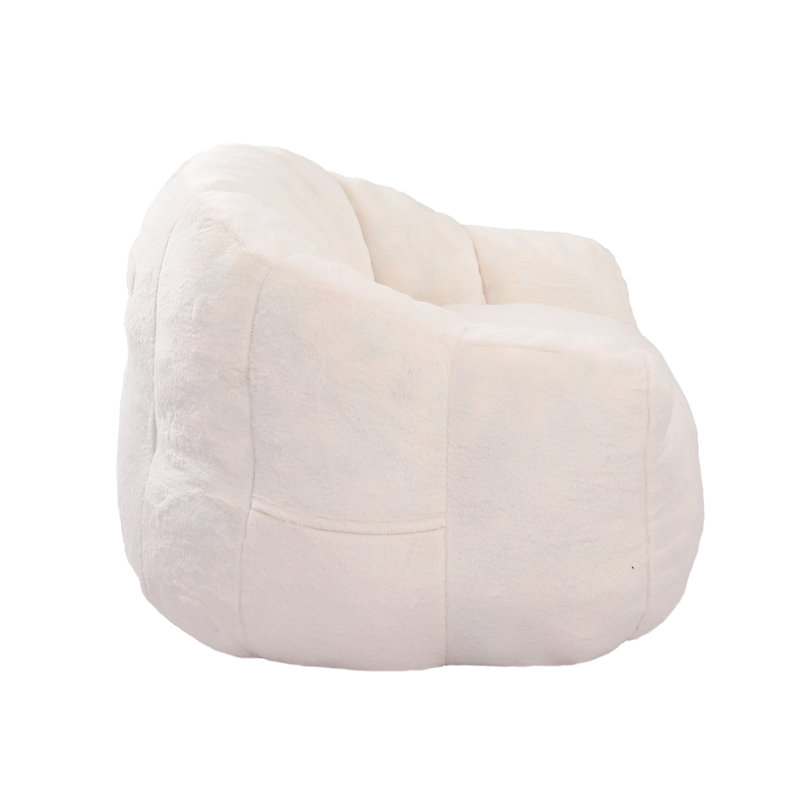 Bean Bag Chair, White Faux Fur