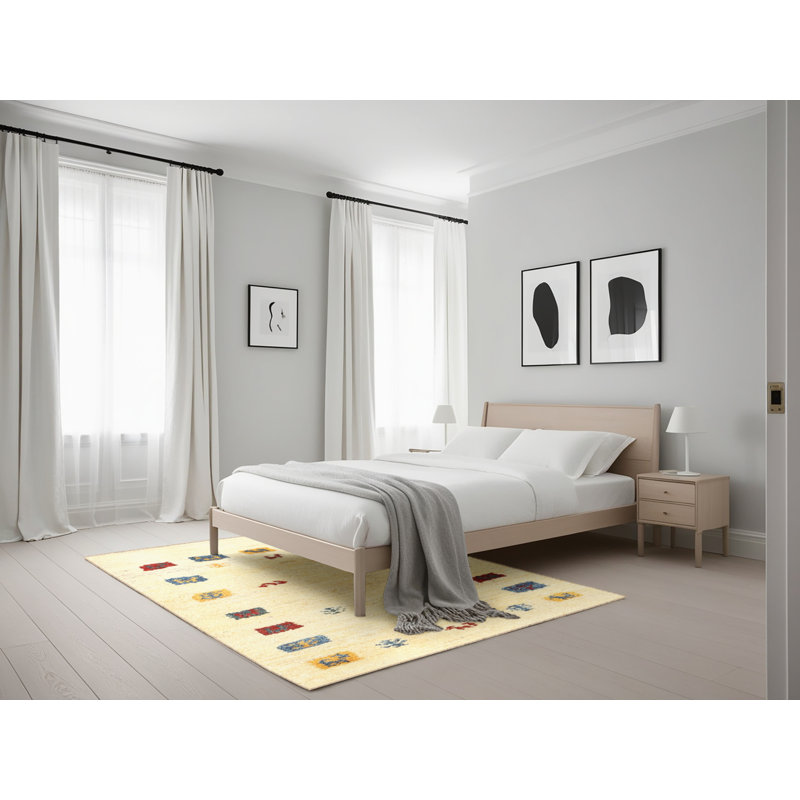 Tapis beige contemporain, Rectangle 5 pi x 7 pi