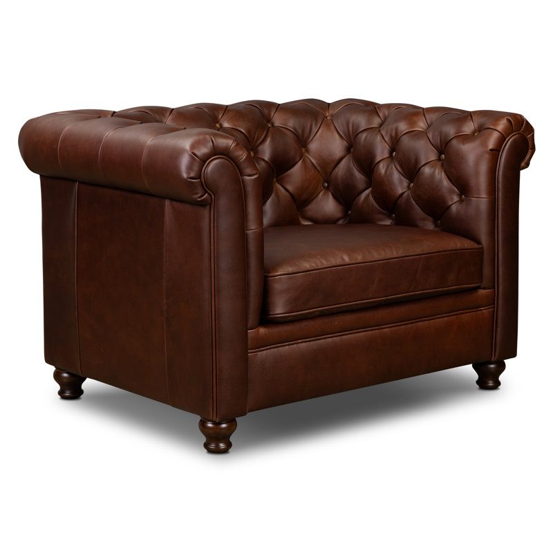 Lyon Genuine Leather Lounge Chair, Oscuro Brown