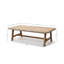 Table basse d'extérieur en bois d'acacia avec bordure en osier tissé
