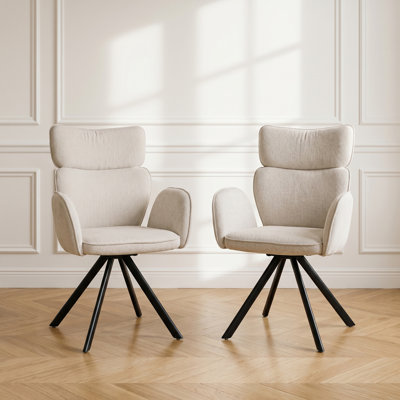 Fabric Upholstered Wing Back Armchair in White