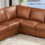 Canapé modulaire en cuir véritable de 136 po de large Dillon-159702184-159702186