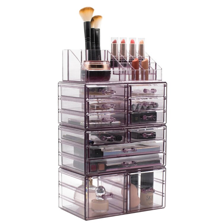 Polder 3-Drawer Acrylic Makeup Storage Caddy (Clear)