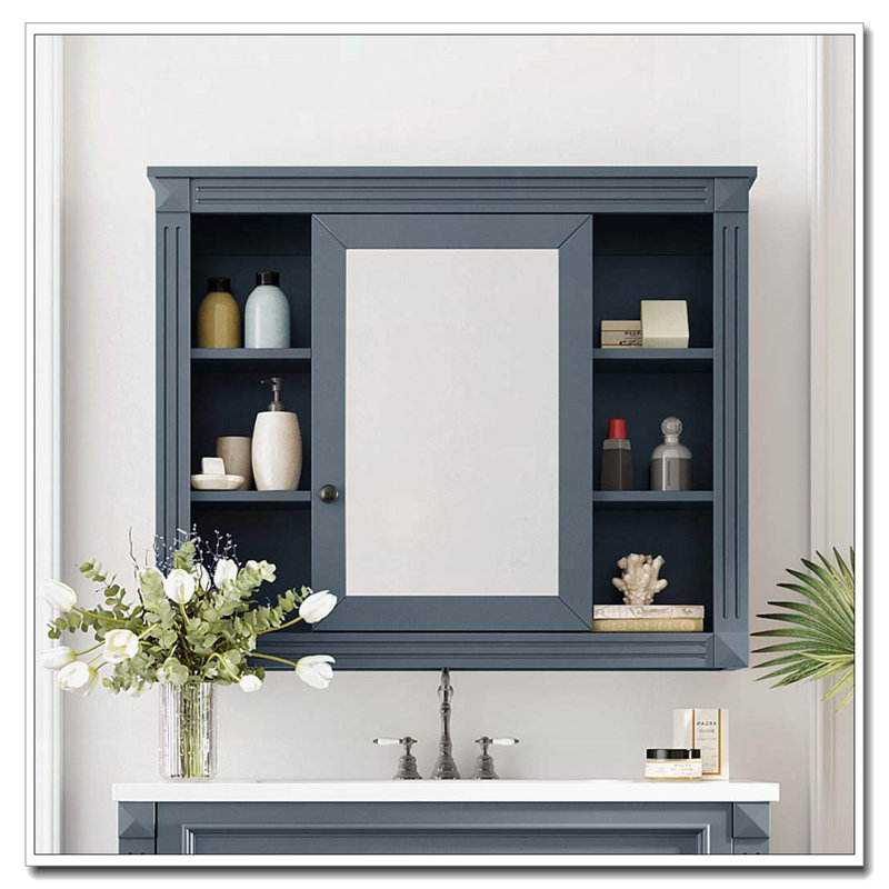 Pharmacie murale 35 po x 28 po pour salle de bain, Bleu