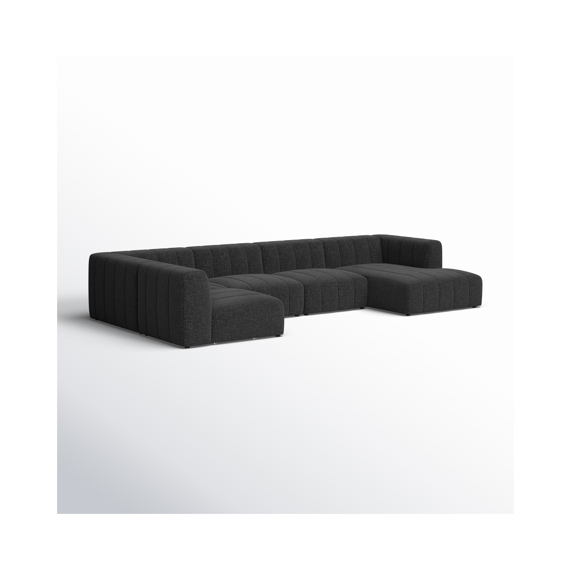 Bowry 157" Wide Modular Sectional, Saxon Charcoal Polyester Blend, Right Hand Facing