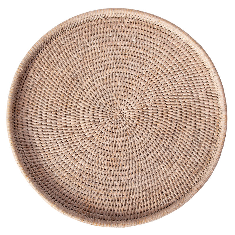 Lillian Wicker Tray, 1" H x 16" W x 16" L, Beige