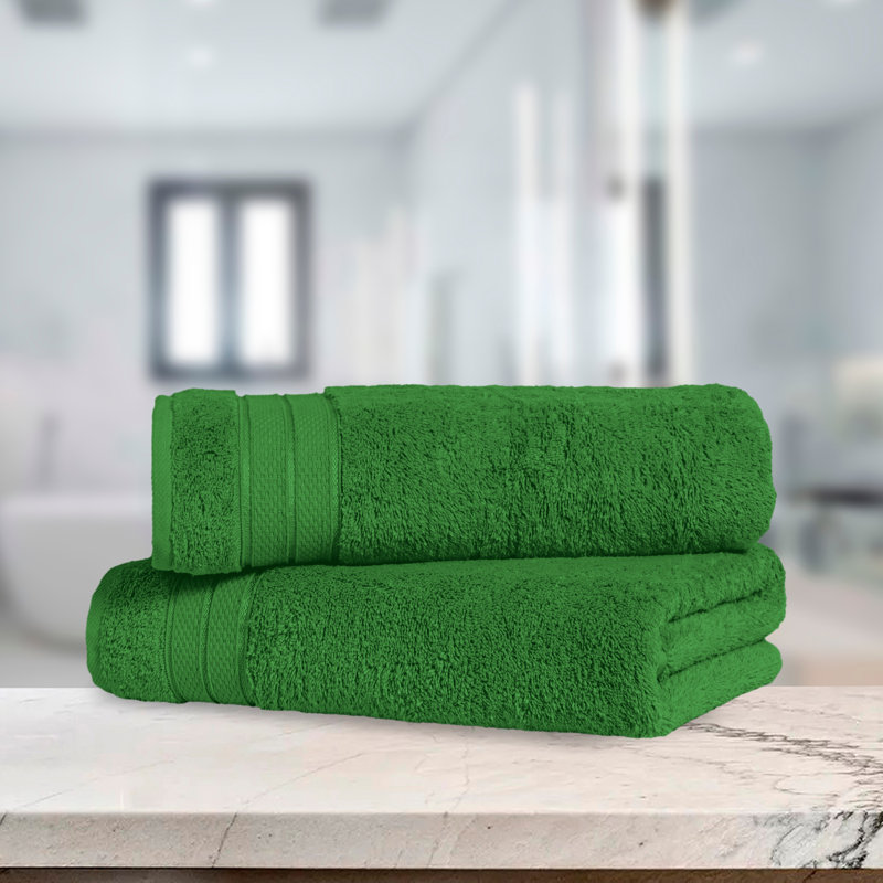 Elegant Comfort Three Line Popcorn Towel Set For Bathroom 27 X 54 Inches, Premium Hotel Quality 2-Pack Bath Towels, 100% Turkish Cotton, Soft And Durable, Quick Dry And Highly Absorbent